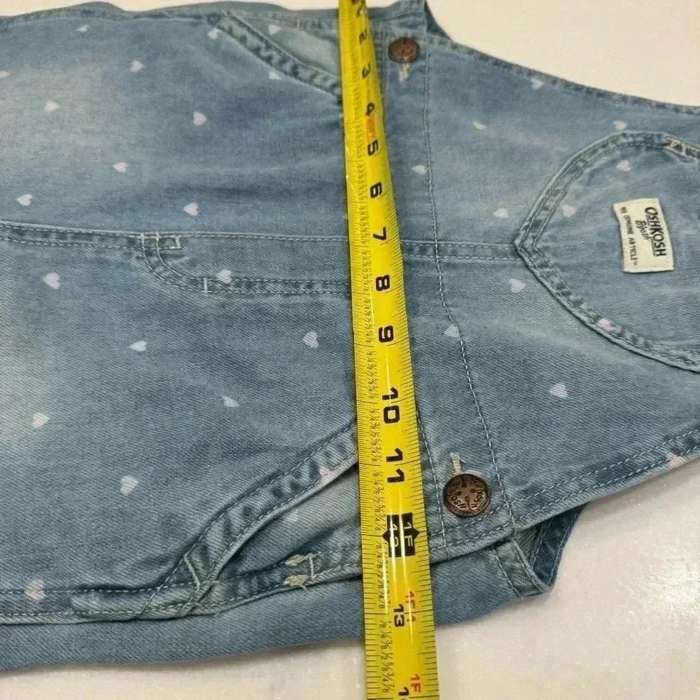 Oshkosh girls denim overall with small pink hearts size 5T